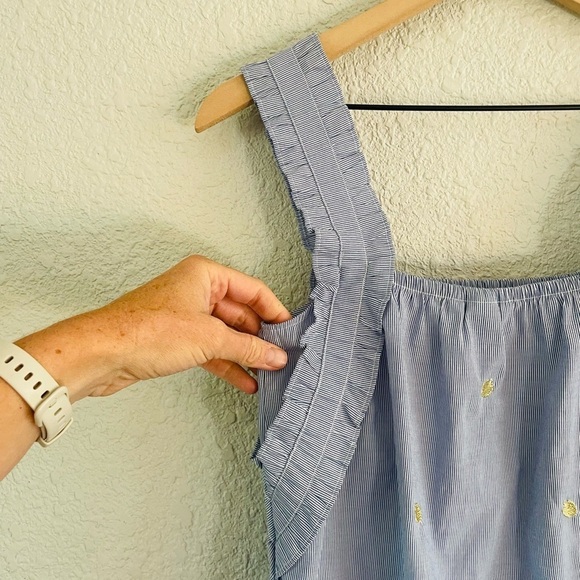 H&M Blue Stripe Ruffle Strap Gold Dot Tank - Picture 6 of 10